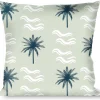 Buckle-Down Throw Pillow - Palm Trees & Waves Monogram Blues/White