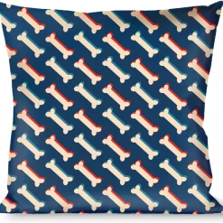 Buckle-Down Throw Pillow - Bones Blue/Tan/Red