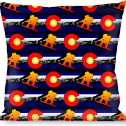 Buckle-Down Throw Pillow - Colorado Snowboarder3 Orange/Mountians
