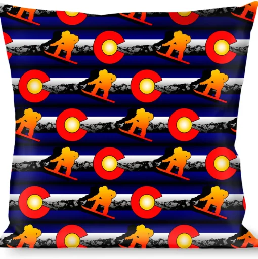 Buckle-Down Throw Pillow - Colorado Snowboarder3 Orange/Mountians