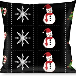 Buckle-Down Throw Pillow - Christmas Blocks Black/White/Multi Color