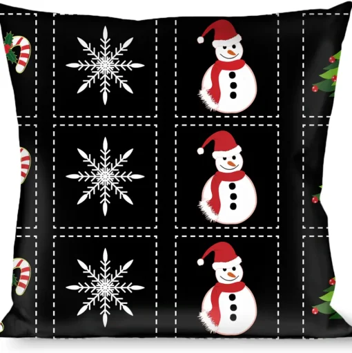 Buckle-Down Throw Pillow - Christmas Blocks Black/White/Multi Color