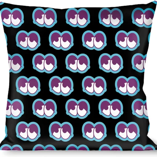 Buckle-Down Throw Pillow - Dopey Eyes Black/Baby Blue/Purple