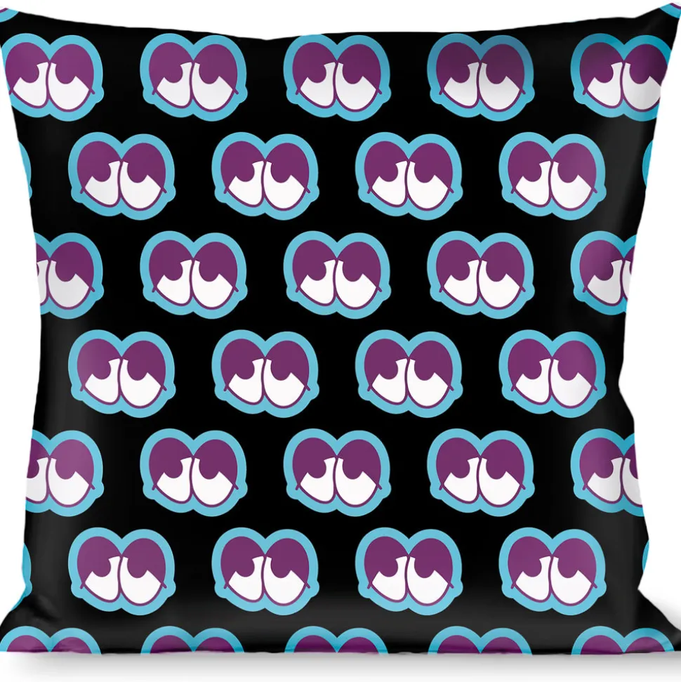 Buckle-Down Throw Pillow - Dopey Eyes Black/Baby Blue/Purple