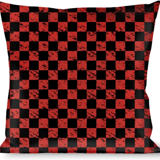 Buckle-Down Throw Pillow - Checker Weathered Black/Red