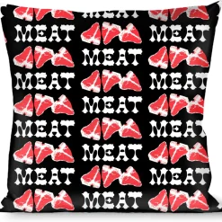 Buckle-Down Throw Pillow - Steaks w/MEAT Text