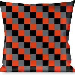 Buckle-Down Throw Pillow - Checker Trio Gray/Black/Red