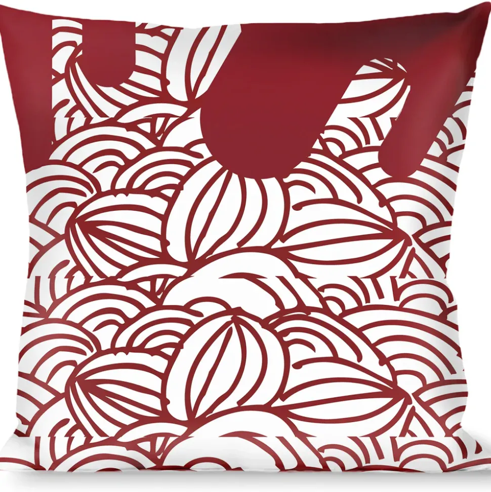 Buckle-Down Throw Pillow - Doodle1/Paint Drips White/Red