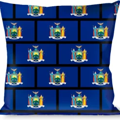 Buckle-Down Throw Pillow - New York Flags/Black