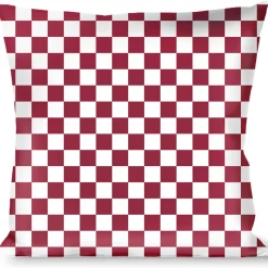 Buckle-Down Throw Pillow - Checker Crimson/White