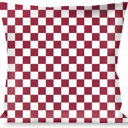 Buckle-Down Throw Pillow - Checker Crimson/White