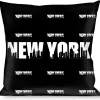 Buckle-Down Throw Pillow - NEW YORK Bold/Skyline Silhouette Black/White/Black