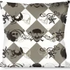 Buckle-Down Throw Pillow - Diamonds White/Gray w/Skulls