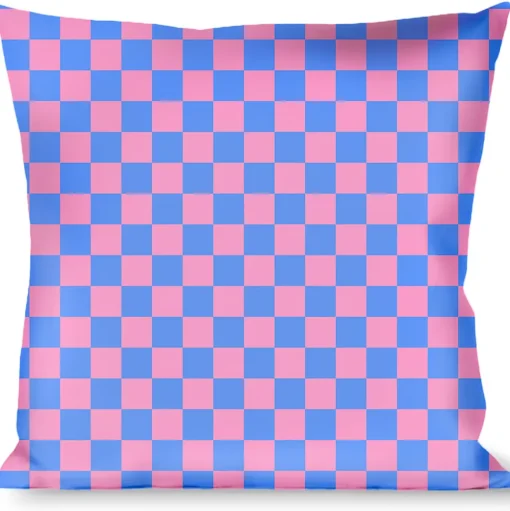 Buckle-Down Throw Pillow - Checker Baby Pink/Baby Blue