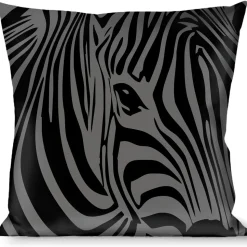 Buckle-Down Throw Pillow - Zebra Head Black/Gray