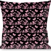 Buckle-Down Throw Pillow - Butterfly Garden Black/Pink
