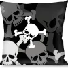 Buckle-Down Throw Pillow - Top Skulls Stacked Black/Gray/White