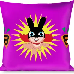 Buckle-Down Throw Pillow - Bunny Superhero Purple