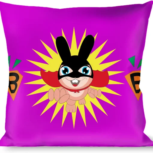 Buckle-Down Throw Pillow - Bunny Superhero Purple