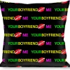 Buckle-Down Throw Pillow - YOUR BOYFRIEND LOVES ME w/Kiss Black/Neon