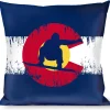 Buckle-Down Throw Pillow - Colorado Flag/Snowboarder Weathered