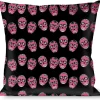 Buckle-Down Throw Pillow - Sugar Skulls Black/White/Fuchsia