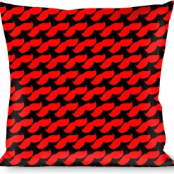 Buckle-Down Throw Pillow - Mustache Monogram Black/Red