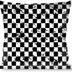 Buckle-Down Throw Pillow - Checker Weathered2 Black/White