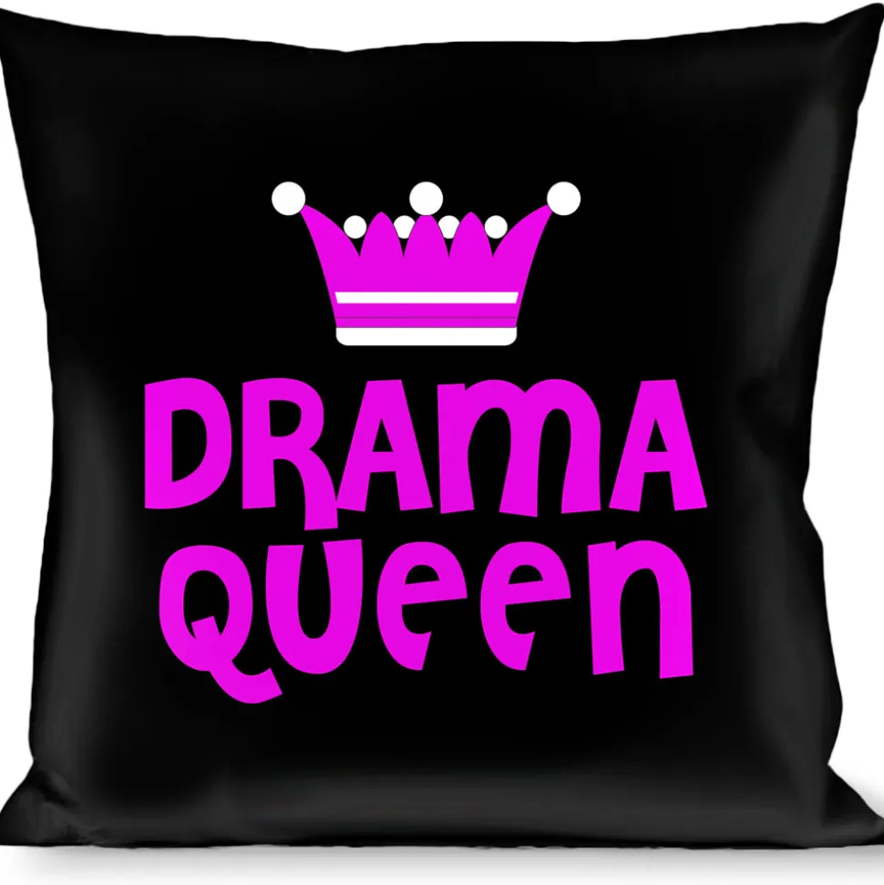 Buckle-Down Throw Pillow - DRAMA QUEEN Black/Fuchsia