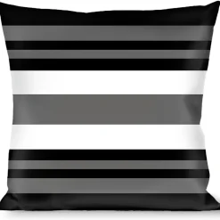 Buckle-Down Throw Pillow - Striped Black/Gray/White