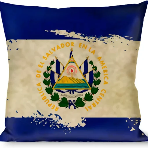 Buckle-Down Throw Pillow - El Salvador Flag Distressed Painting