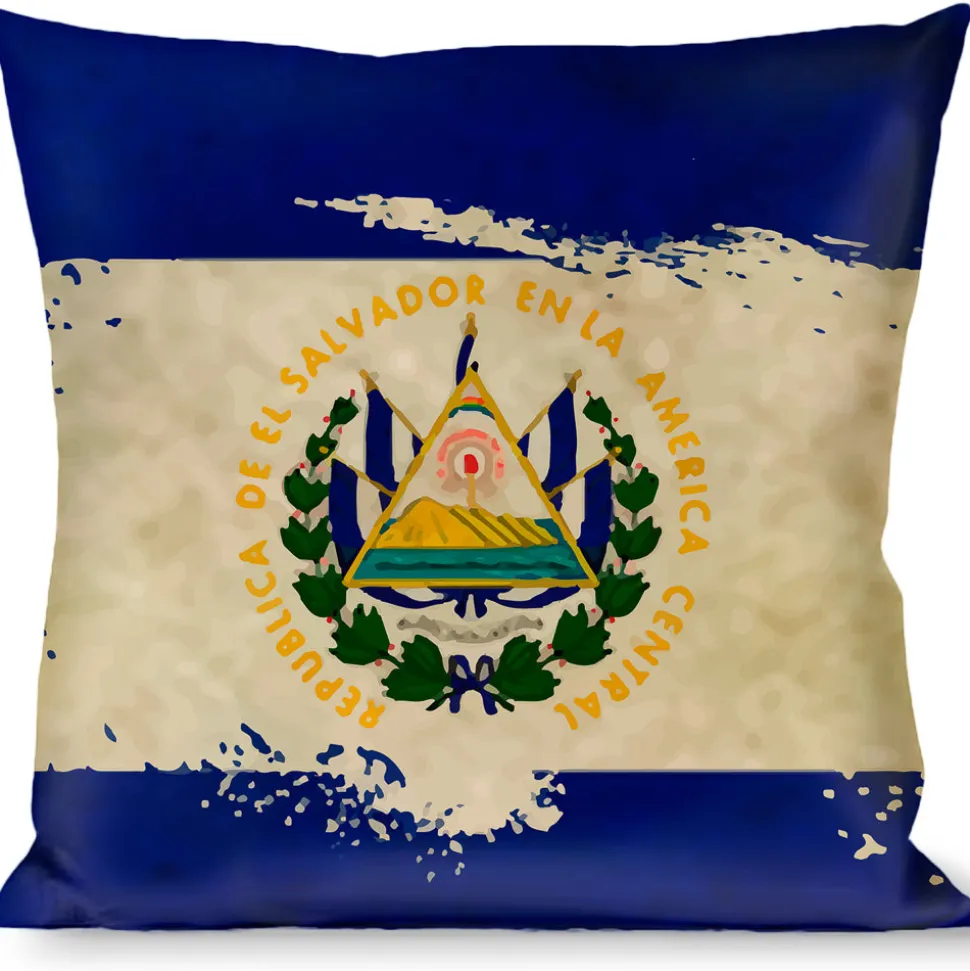 Buckle-Down Throw Pillow - El Salvador Flag Distressed Painting