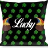 Buckle-Down Throw Pillow - St. Pat's LUCKY Pot of Gold/Shamrocks Scattered Black/Green/White