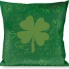 Buckle-Down Throw Pillow - St. Pat's Clovers Scattered2 Outline/Solid Greens