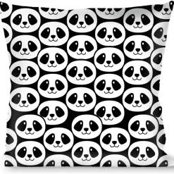 Buckle-Down Throw Pillow - Smiling Panda Repeat Black/White