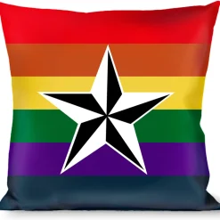 Buckle-Down Throw Pillow - Nautical Star Rainbow/White/Black