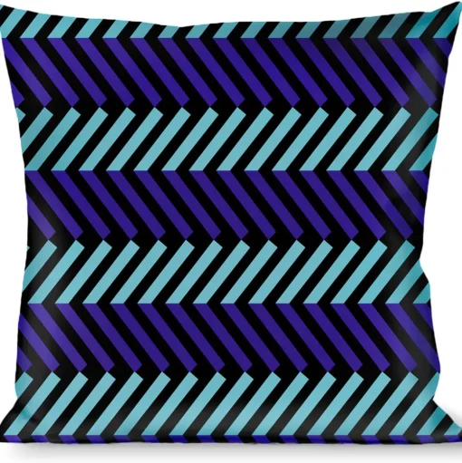 Buckle-Down Throw Pillow - Chevron3 Split Turquoise/Purple/Black