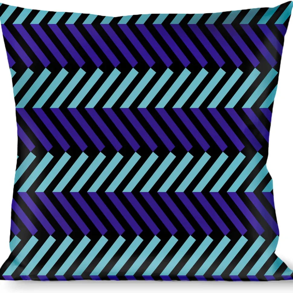 Buckle-Down Throw Pillow - Chevron3 Split Turquoise/Purple/Black