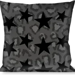 Buckle-Down Throw Pillow - Cheetah/Stars Gray/Black