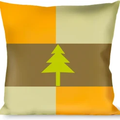 Buckle-Down Throw Pillow - Pine Trees Blocks Olive/Orange/Tan