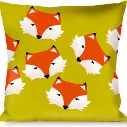 Buckle-Down Throw Pillow - Fox Face Scattered Warm Olive