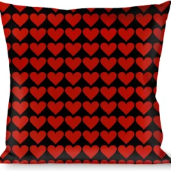 Buckle-Down Throw Pillow - Mini Hearts Black/Red