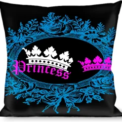 Buckle-Down Throw Pillow - Crown Princess Oval Black/Turquoise