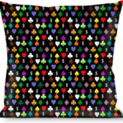 Buckle-Down Throw Pillow - Suits $$$ Black/Multi Color