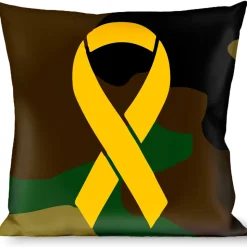 Buckle-Down Throw Pillow - Support Our Troops Camo Olive/Yellow Ribbon