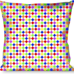 Buckle-Down Throw Pillow - Diamonds White/Multi Neon
