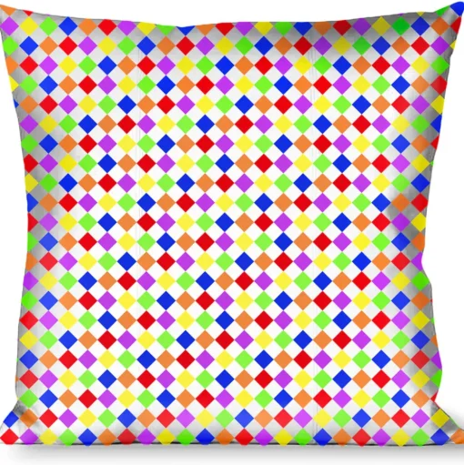 Buckle-Down Throw Pillow - Diamonds White/Multi Neon