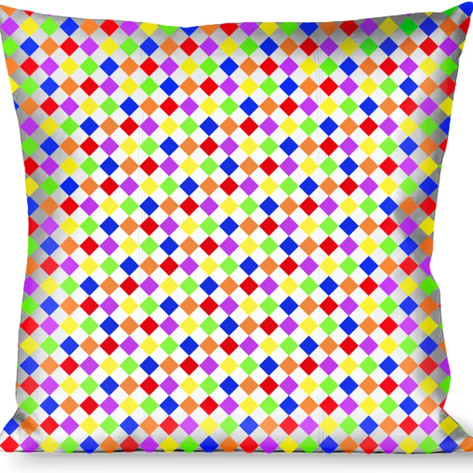 Buckle-Down Throw Pillow - Diamonds White/Multi Neon