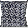 Buckle-Down Throw Pillow - Filigree Navy/Khaki