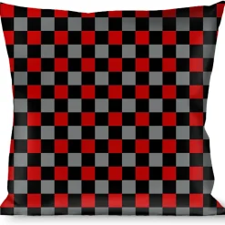 Buckle-Down Throw Pillow - Checker Black/Gray/2 Red